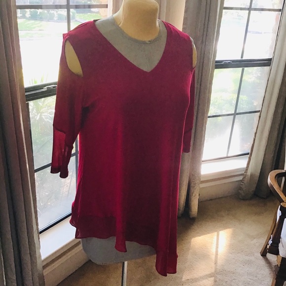 NWT Lior Red Long-sleeve Top with Shoulder Cut Out - Picture 8 of 9